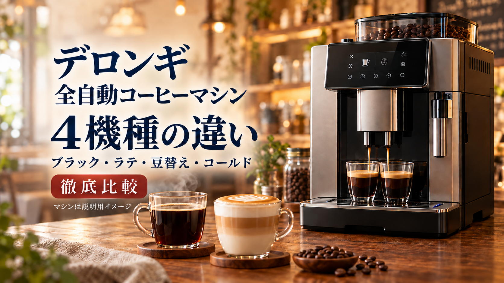 デロンギ全自動コーヒーマシン4機種の違いを比較する記事のアイキャッチ