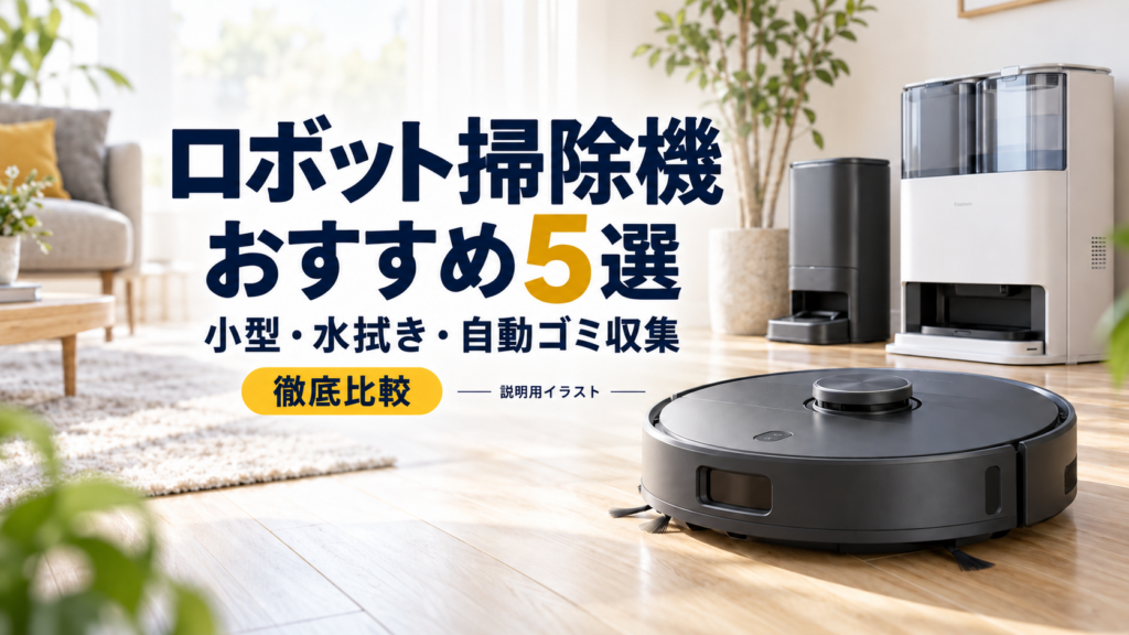 小型・水拭き・自動ゴミ収集の違いで選ぶロボット掃除機おすすめ5選のアイキャッチ