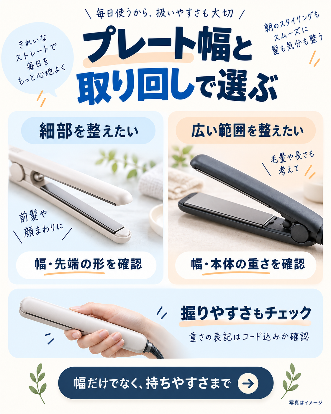 ストレートヘアアイロンのプレート幅と持ちやすさを選ぶポイント