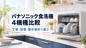 パナソニック卓上食洗機4機種を工事・容量・置き場所で比較するアイキャッチ